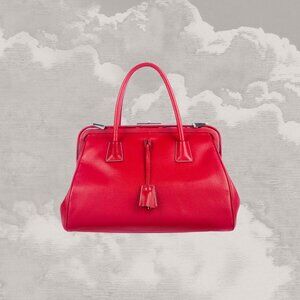 PRADA Doctor Bag Red Silver Fuoco leather Tote Satchel Madras Cerniera y2k